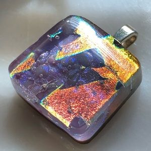 Pink Ice Foil Glass pendant